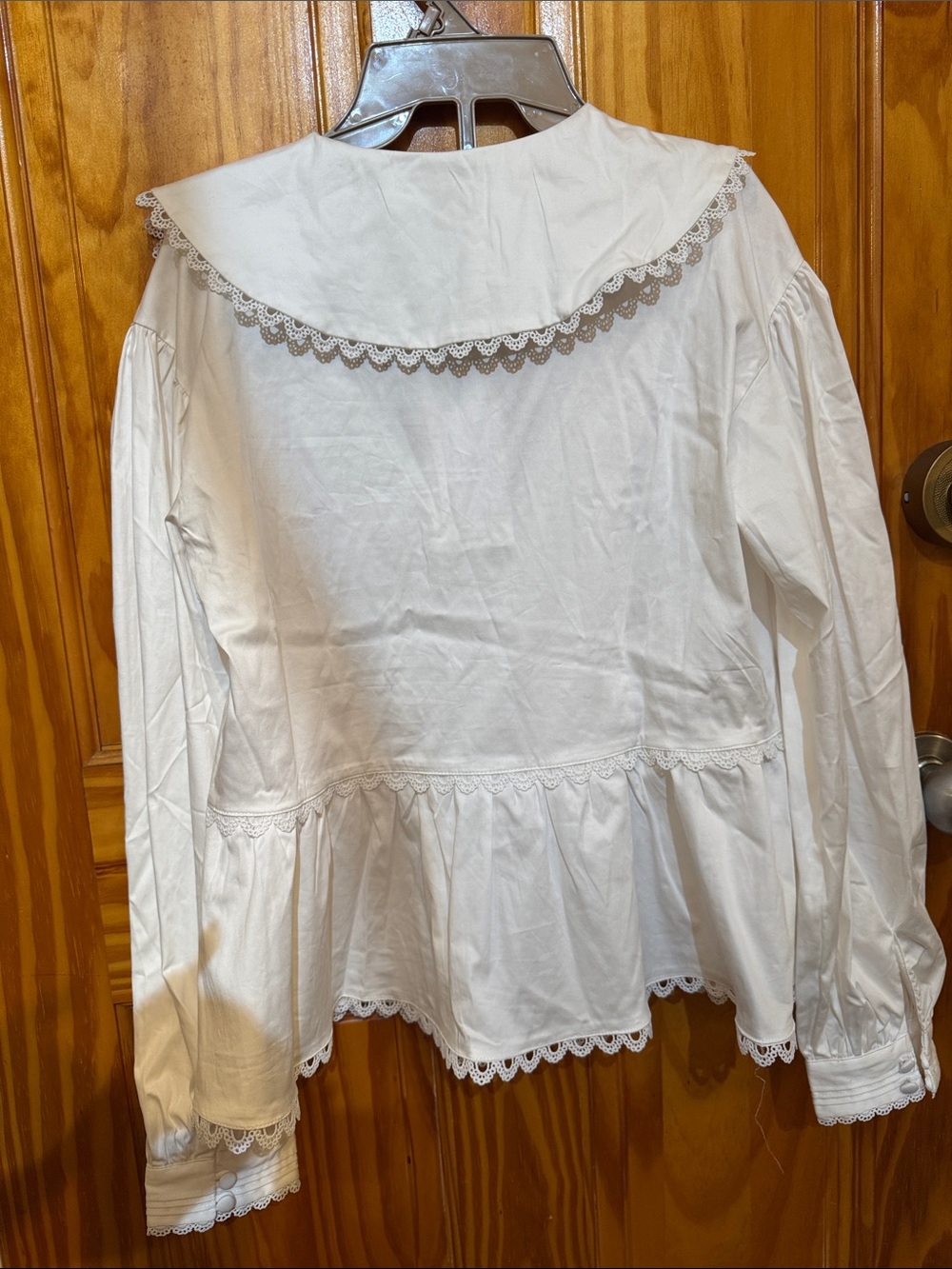Joie Cream Lace-Trim Peasant Blouse - Picture 4 of 4